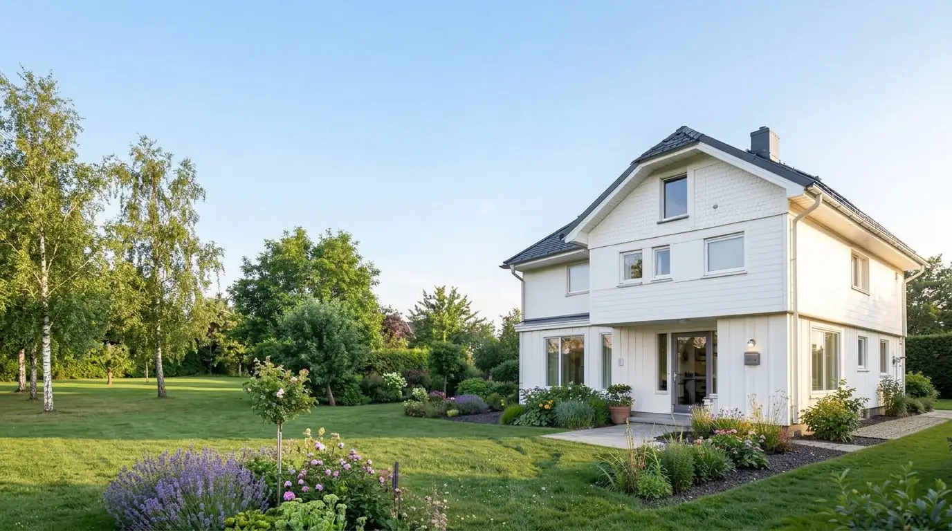 Ljus villa med trädgård